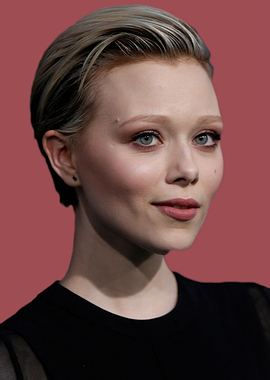 Portrait of a Ivanna Sakhno with short blonde hair