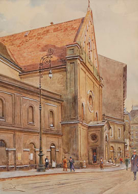 Street Scene with Church and Figures