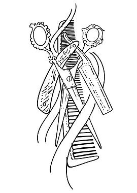 Barber Tools and Flowing Ribbons