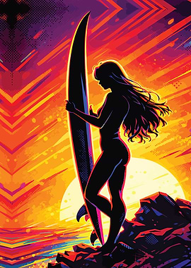 Surfer Silhouette at Sunset