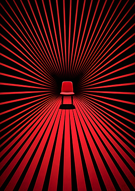 Red Chair in a Tunnel of Light optical illusion art