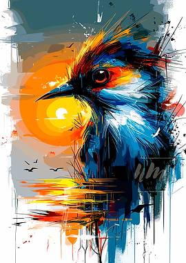 Vibrant Abstract Bird at Sunset