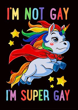 Super Gay Unicorn with Rainbow Mane