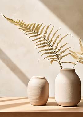 Dried Fern in Ceramic Vases