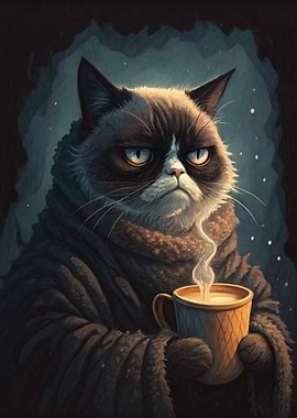 Grumpy Cat with Coffee