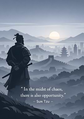 Sun Tzu overlooking a city