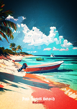 Pink Sands Beach Bahamas Poster