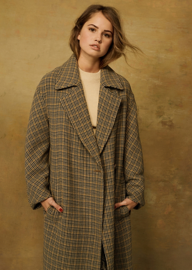 Debby Ryan in a Plaid Coat