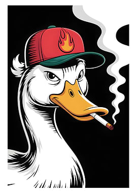 Duck Wearing a Hat Smoking