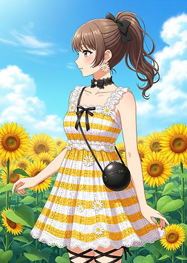 Girl in Sunflower Field