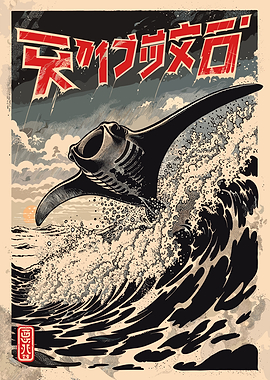 Manta Ray Surfing a Wave