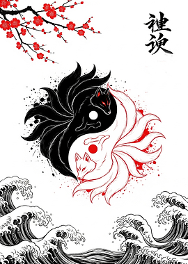 Yin Yang Fox Spirit Art