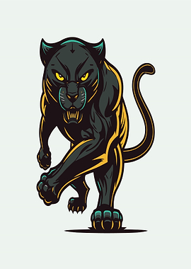 Aggressive Black Panther Illustration