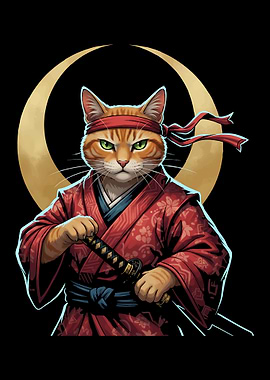 Samurai Cat with Katana
