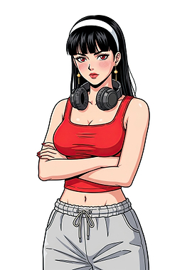 Anime Girl with Headphones