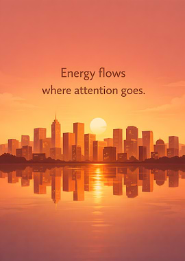 Cityscape at Sunset Reflection