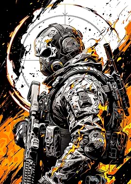 Soldier with Skull Mask and Rifle