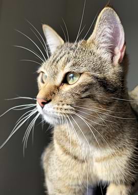 Close-up of a tabby cat's face