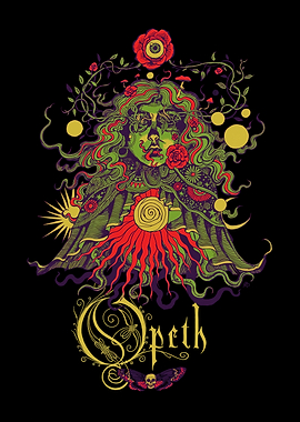 Opeth band logo with psychedelic art