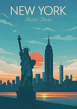 New York City Skyline at Sunset