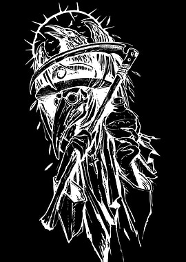 Plague Doctor with Raven and Scythe