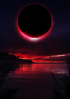 Solar Eclipse Over Ocean Landscape