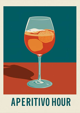 Aperitivo Hour Italian Spritz Retro Poster
