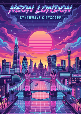 Neon London Synthwave Cityscape