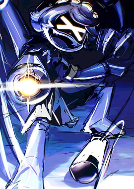 Cyberpunk Character with Glowing X Eyes