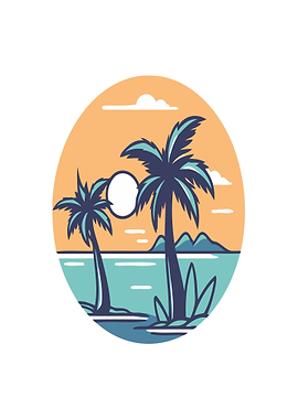 Tropical Beach Sunset with Palm Trees