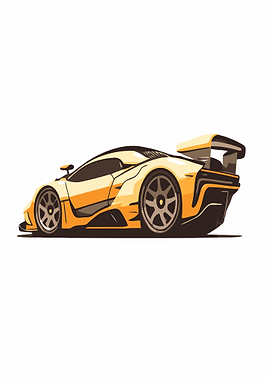 Yellow Sports Car Illustration