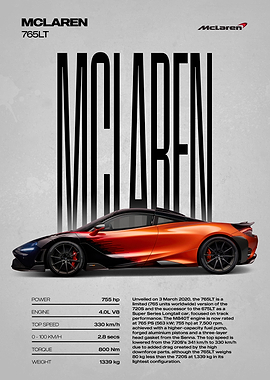 McLaren 765LT Car Poster