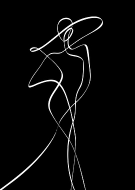 Elegant Fashion Figure Line Art