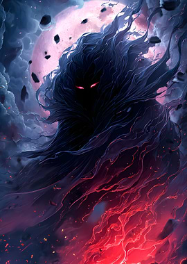 Dark Shadowy Figure with Red Eyes