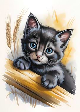 Cute Kitten with Blue Eyes