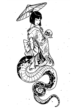 Nure-onna with Skull and Umbrella