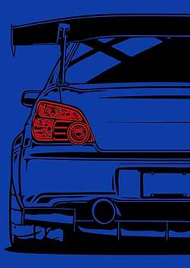 Blue Subaru WRX STI Rear View