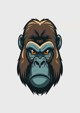 Angry Gorilla Face Illustration