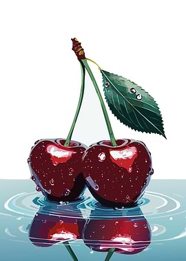 Two Cherries in Water