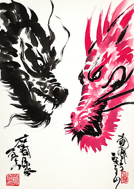 Two Dragons Facing Off