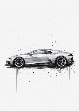 Watercolor Sports Car Art