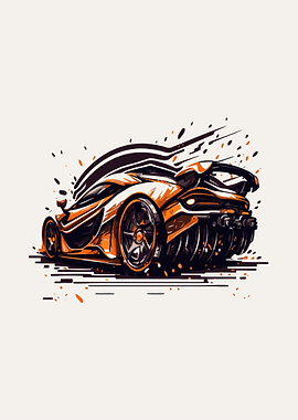 Aggressive Orange Sports Car Illustration