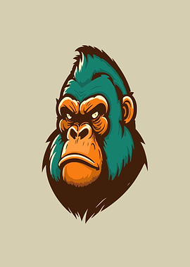 Angry Gorilla Head Illustration