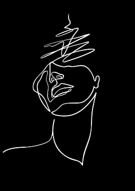 Abstract Line Art of a Face
