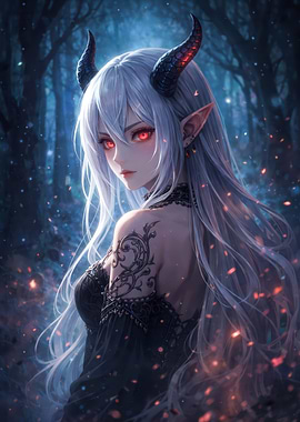Demonic Elf in a Dark Forest