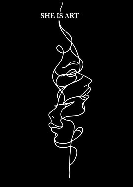 She Is Art Line Drawing