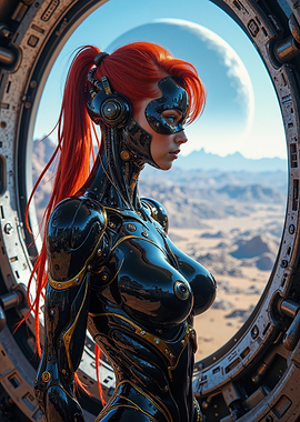 Cyberpunk Woman on Alien Planet