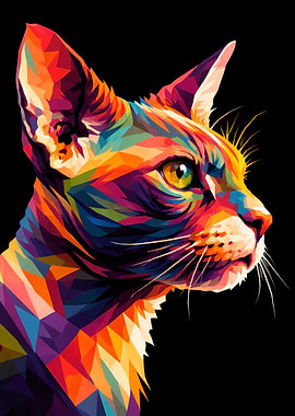Colorful Geometric Cat Portrait