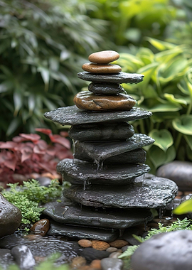 Zen Stone Fountain with Water