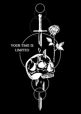 Skull, Sword, and Rose Tattoo Design